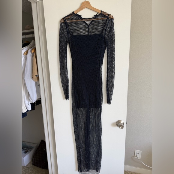 Fleur du Mal shiny Navy Long Sleeve Dress (with sleep dress underneath for free)
